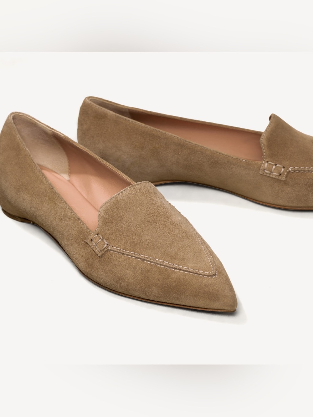 M. Gemi Taupe Suede Pointed-Toe Loafers